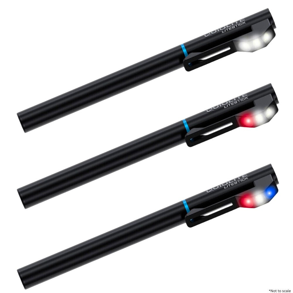 QuiqLite LiteStick Hands-Free Clip-On LED Pocket Light - White, Red/White, or Code 3 Red/White/Blue - Newest Products